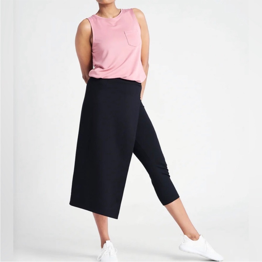 Betabrand Black The Sassiest Dress Pants Size Small Skirt Wrap Overlay Cropped